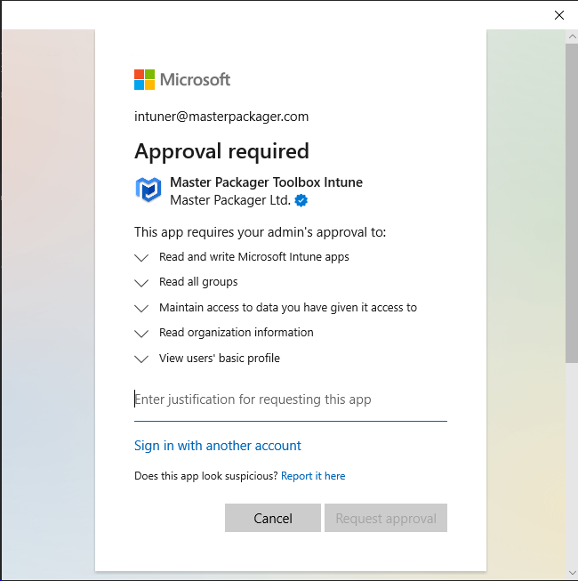 Admin approval request message