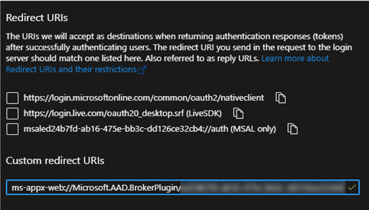 Redirect URI configuration