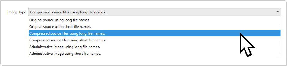 Master Packager Advanced Editor — Choosing Image Type for Summary Information