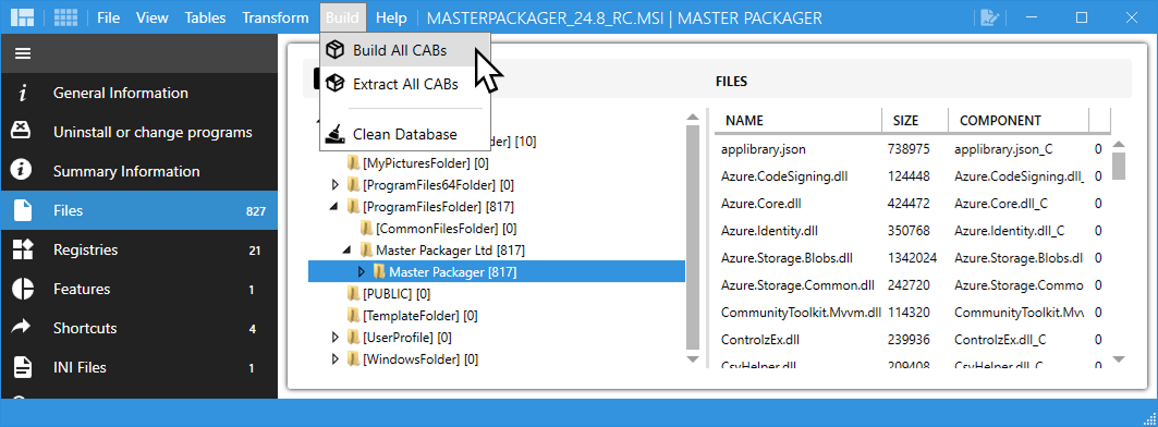 Master Packager Advanced Editor - Extracting and building all CAB files