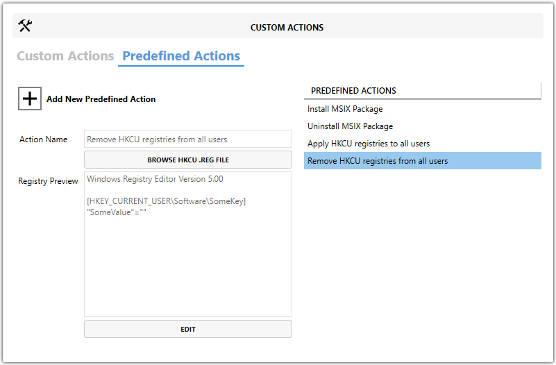 Master Packager Advanced Editor - Predefined Custom Actions - Remove HKCU Registries from All Users