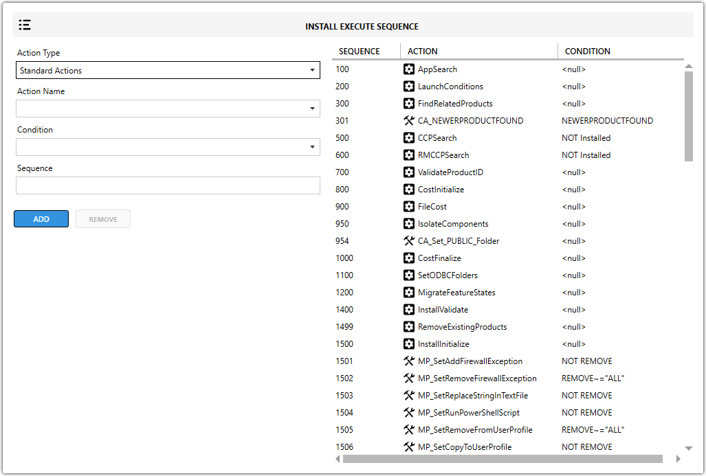 Master Packager Advanced Editor - Install Execute Sequence