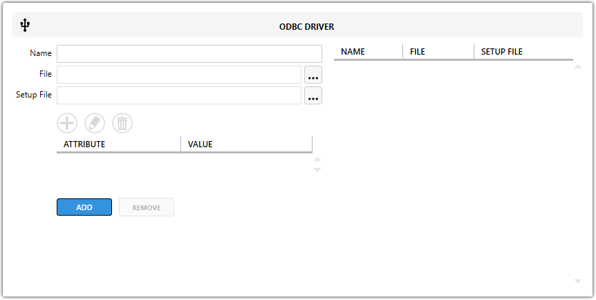 Master Packager Advanced Editor - ODBC Driver view
