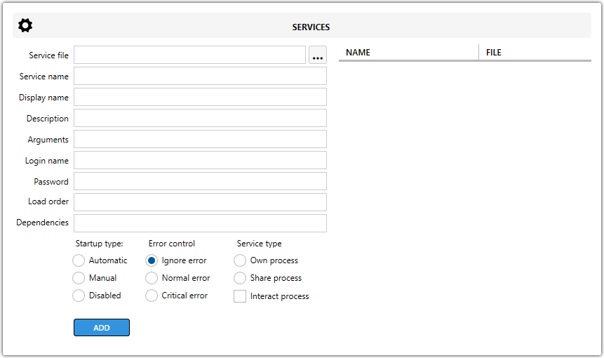 Master Packager Advanced Editor - Services view