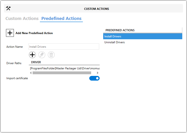Install and Uninstall Drivers - Master Packager Advanced Editor Predefined Actions