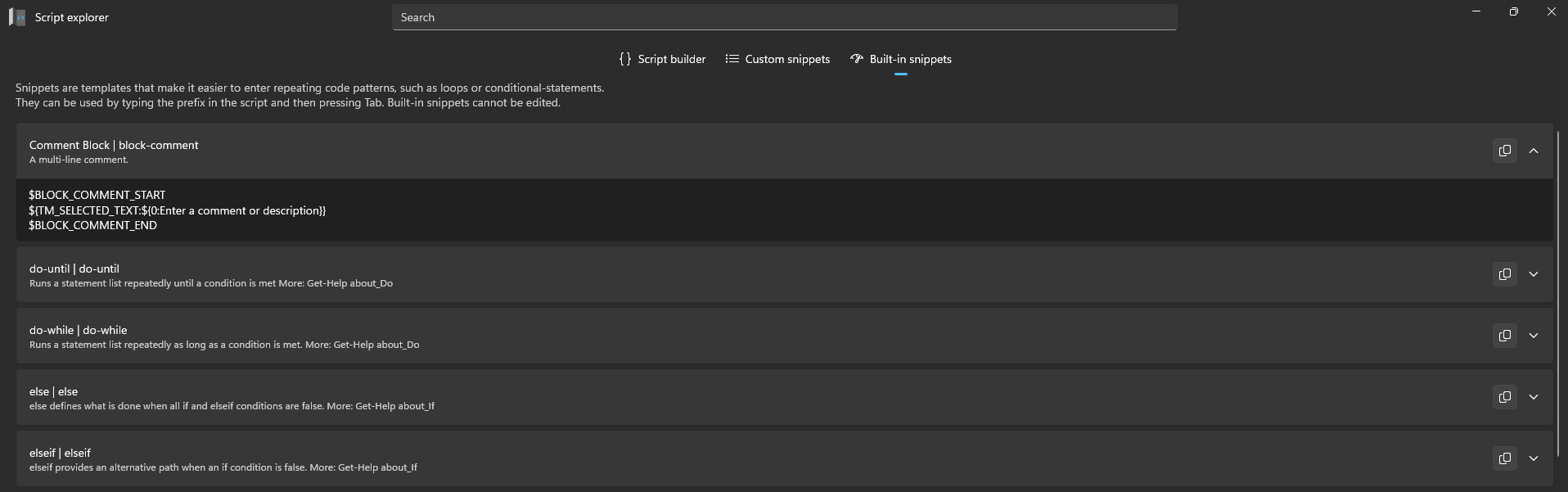 Built-in Snippets in Master Wrapper