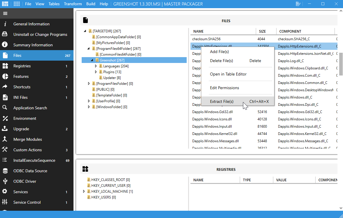 Master Packager Advanced Editor - Extracting files from the MSI