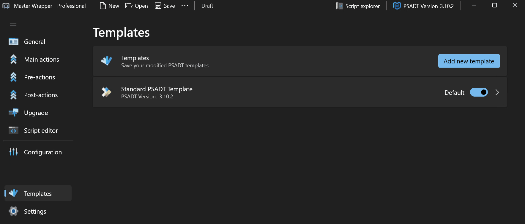 Master Wrapper Templates section