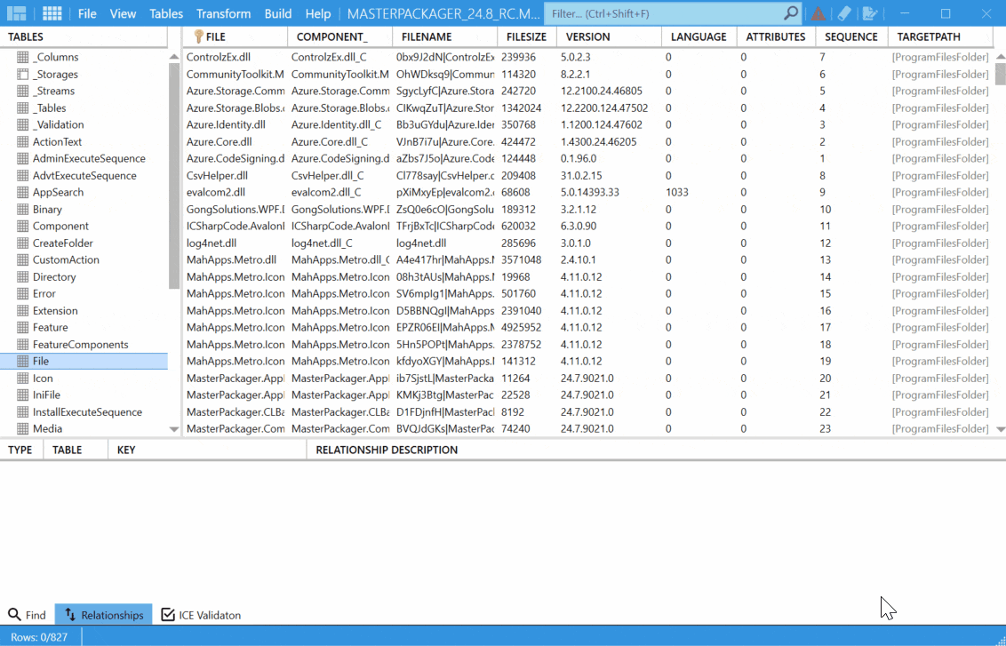 Master Packager Table Editor - Find and Replace